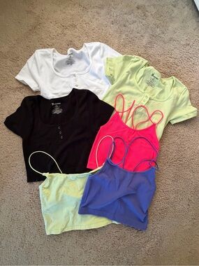 Assorted Women's Crop Tops & Tanks - White, Black, Neon Pink, Lime, Periwinkle